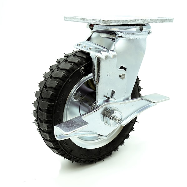 6 Inch Black Pneumatic Wheel Swivel Caster with Brake